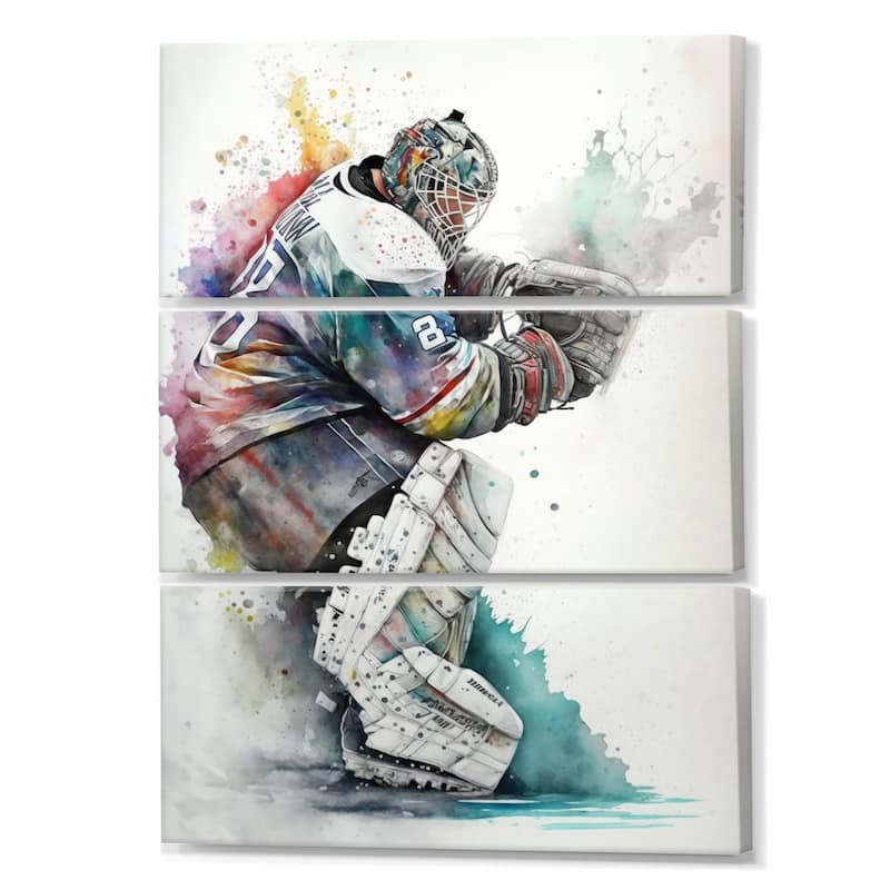 Designart "Hockey Goalie During Game IV" Sport Hockey Canvas Art Print